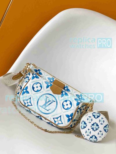 Copy L--V Monogram Multi Pochette Lagoon Blue Pouch Best Quality